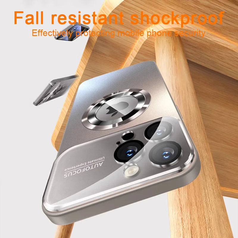 Luxury Glass Camera Magesafe Magnetic Wireless Charge Case Iphone 11 12 13 14 15 16 17 Pro Max Air
