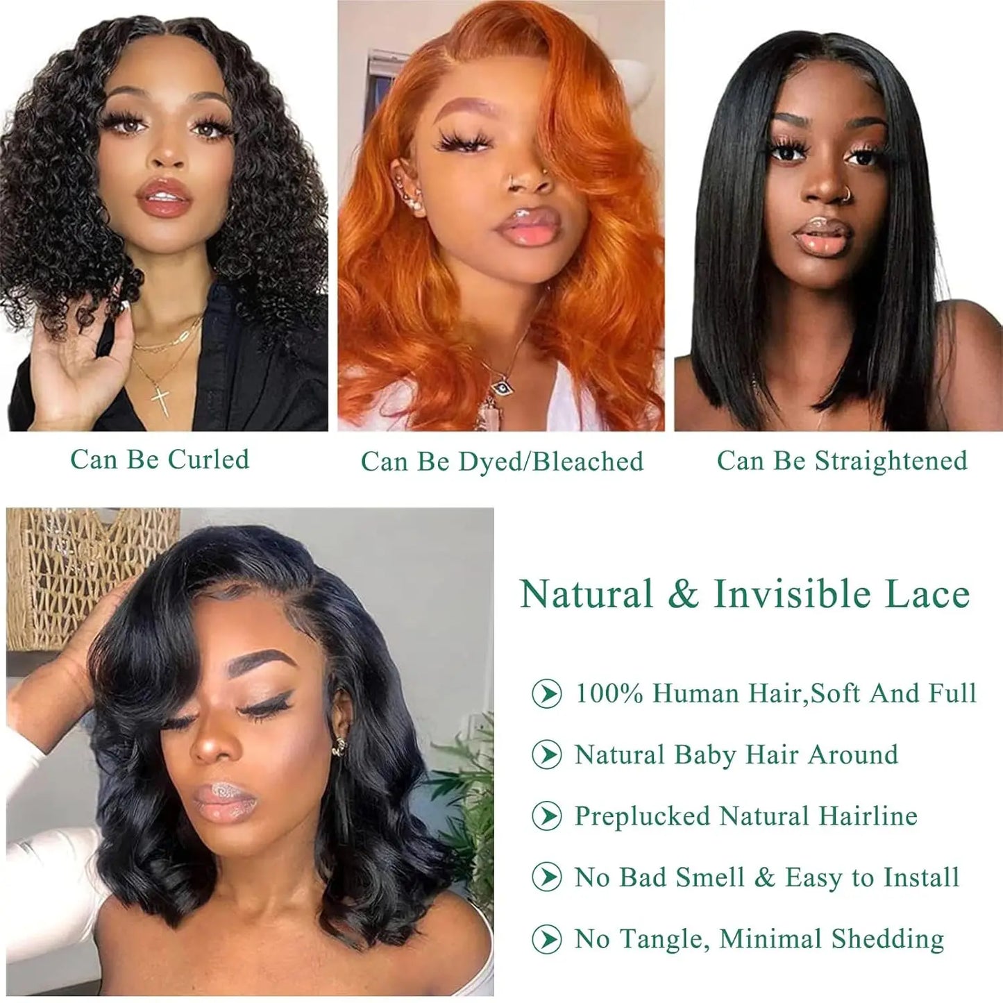 Body Wave Bob Wig - Glueless HD Lace Front Human Hair Wig