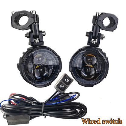 Motorcycle Fog Lights Led Auxiliary Driving Lamp Moto Headlight Spotlights 100w Wired Switch Dual