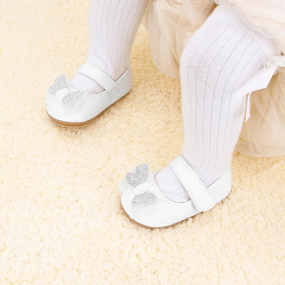Baby Girl Mary Jane Shoes – Rhinestone Bowknot, 0–18 Months