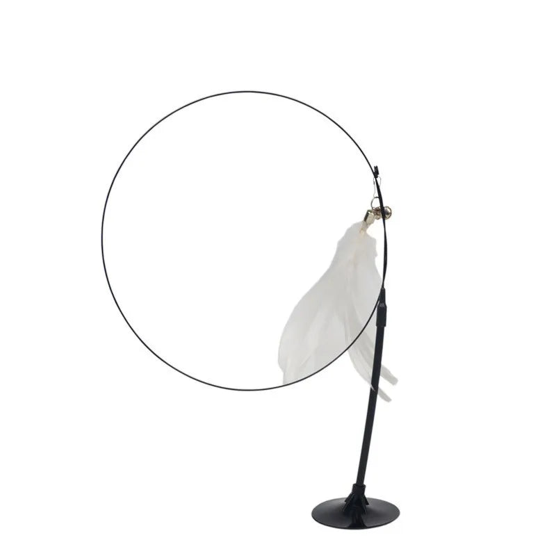 Cat Feather Wand Toy with Suction Cup Base