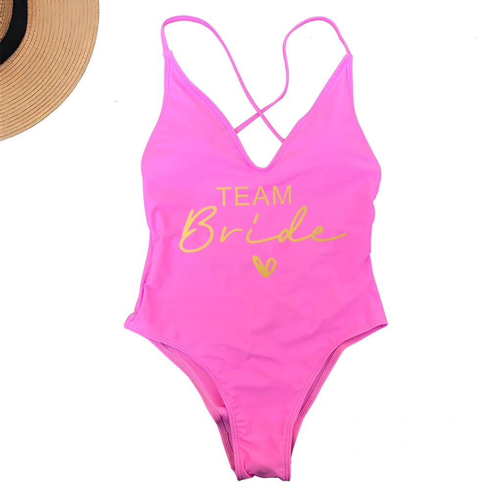 Team Bride One-Piece Swimsuit – Padded Bachelorette Bathing Suit