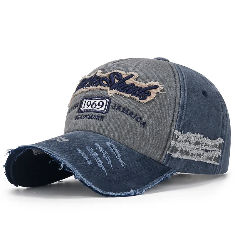 Vintage Washed Baseball Cap – Embroidered Letter Distressed Hat