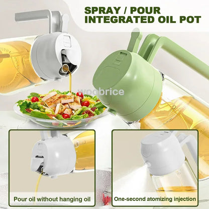 2-in-1 Oil Spray & Pour Bottle with Auto Lid – 500ml