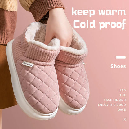 Winter Thick Soled Anti Slip Warm Cotton Shoes Fleece Bag Slippers External Wear - Anti Slip Thick