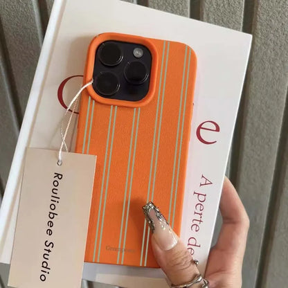Green Stripe Lichee Pattern Phone Case Iphone 17 16 15 14 13 12 11 Pro Max Xs X Xr Plus 16e