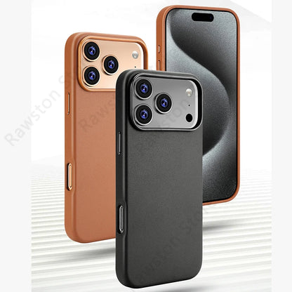 Official Magnetic Leather Case Apple Iphone 17 Pro Max 16 13 12 14 15 Plus Original Macsafe Magsafe