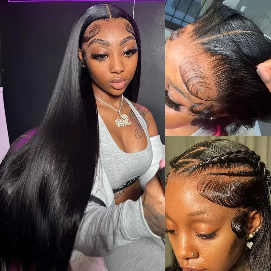 Human Hair Brazilian 4x4 Glueless Put Go Wig 36 38 40 Inch 13x4 13x6 Hd Transparent Bone Straight