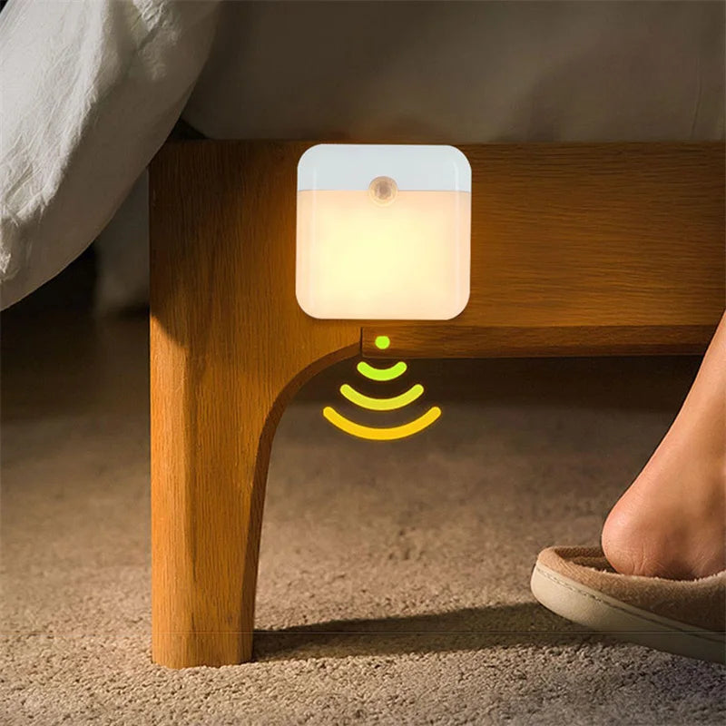 Motion Sensor Light Led Usb Type-C Charging Square Lamp Bedroom Kitchen Stair Hallway Wardrobe