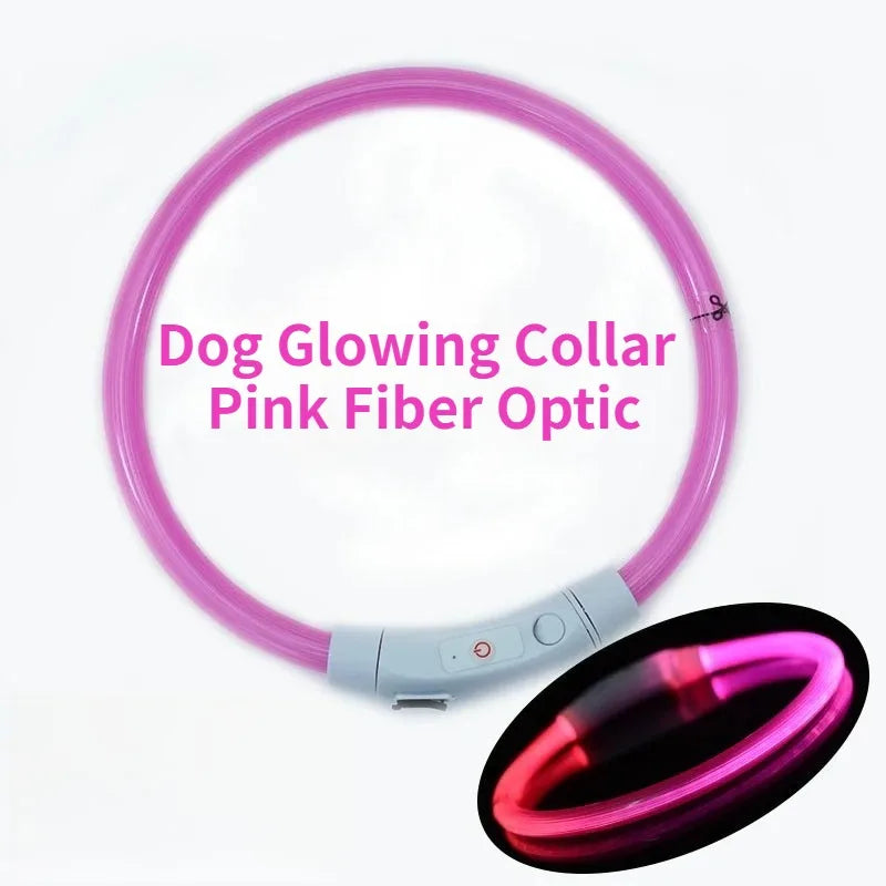 LED Fiber Optic Dog Collar – Rechargeable Glowing Safety Collar
