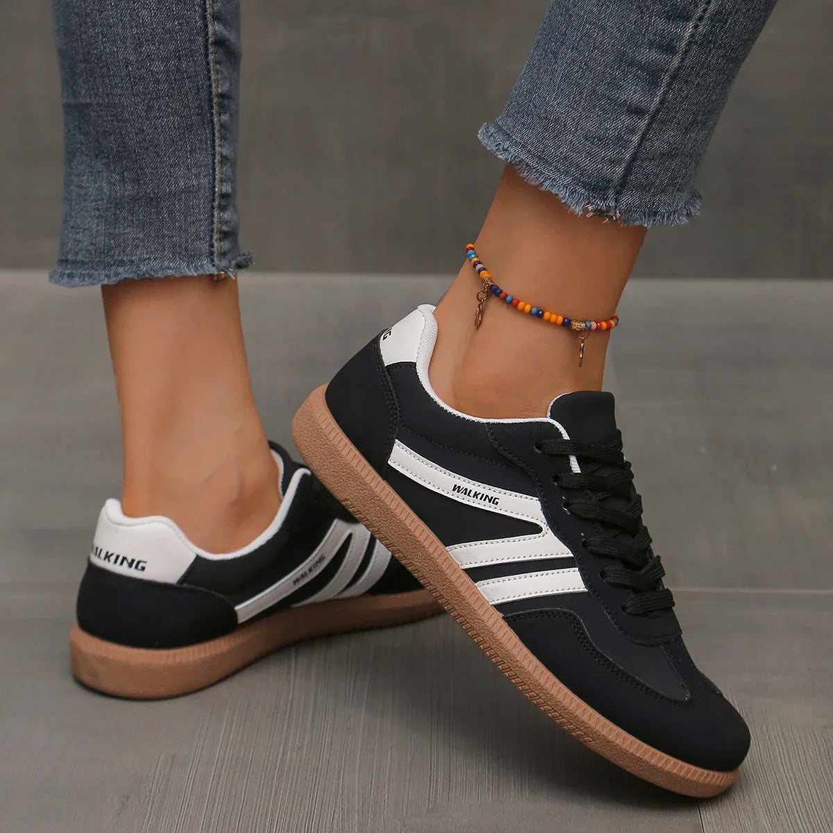 Women's Flat Sneakers – Lightweight Casual Lace-Up Loafers