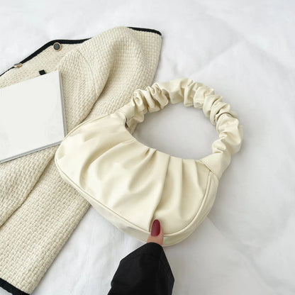 Pleated Cloud Hobo Bag – Women's PU Leather Handbag