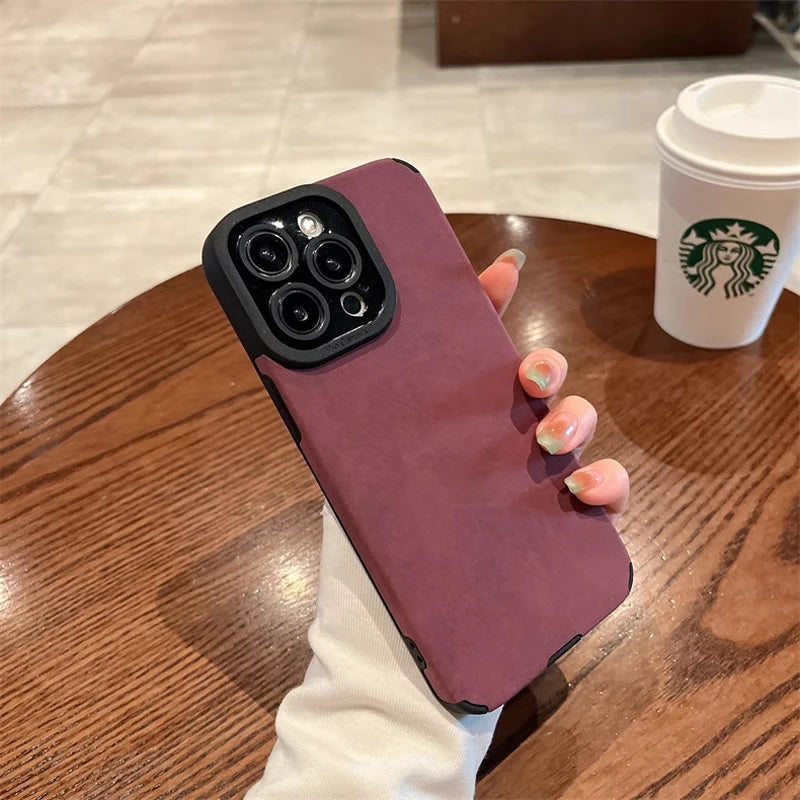 Matte Leather Silicone Case Iphone 14 Plus 12 13 Mini 11 16 15 Pro Max 17 Promax Lens Protection