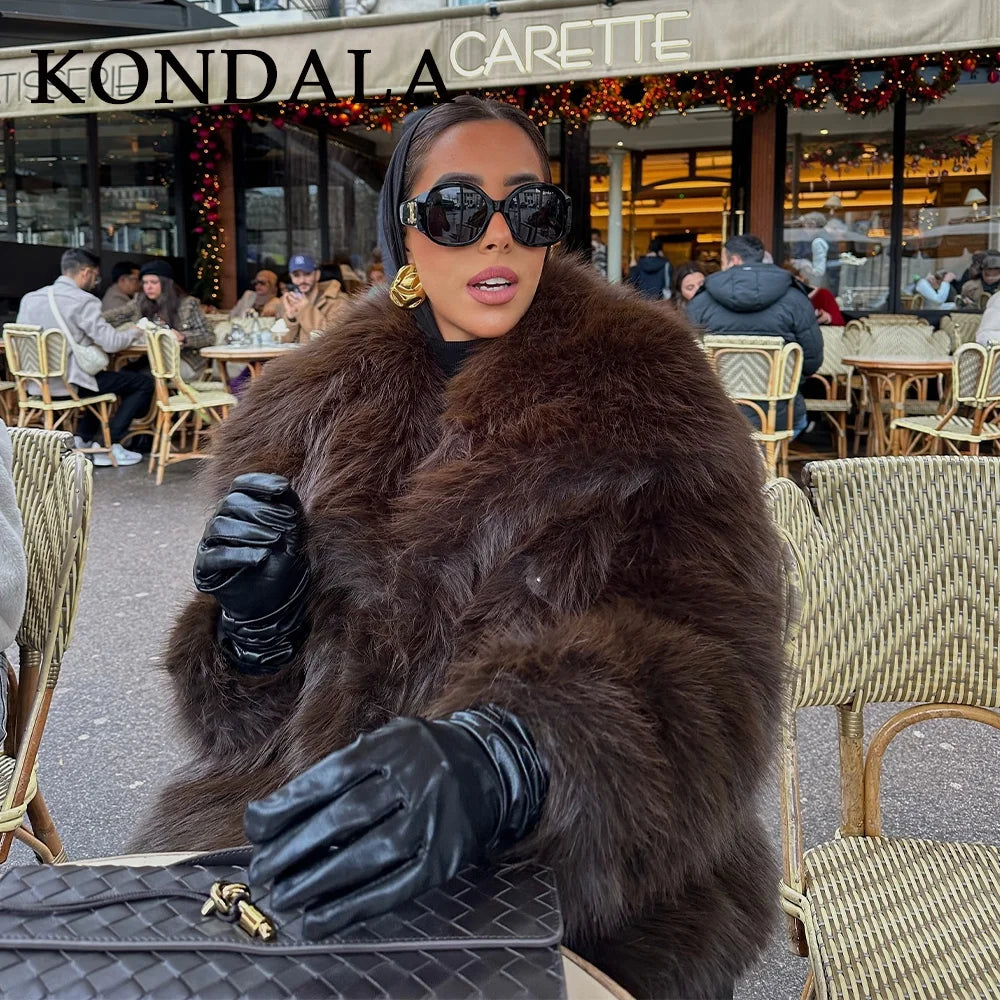 Women's Faux Fur Jacket – Fluffy Oversized Collar Warm Coat