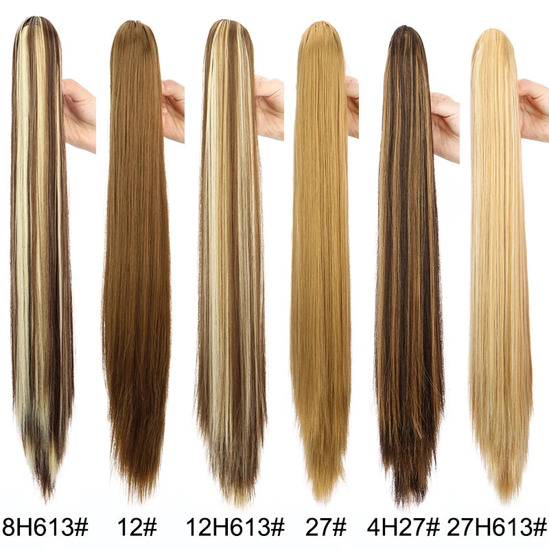 Claw Clip Ponytail Hair Extensions – 24 Inch Straight Synthetic