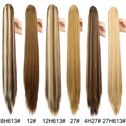 Claw Clip Ponytail Hair Extensions – 24 Inch Straight Synthetic