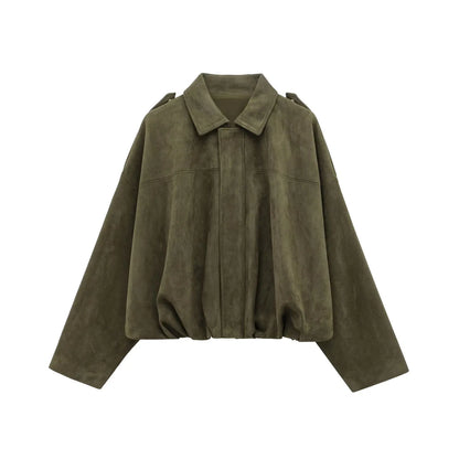Women's Oversized Suede Texture Batwing Coat
