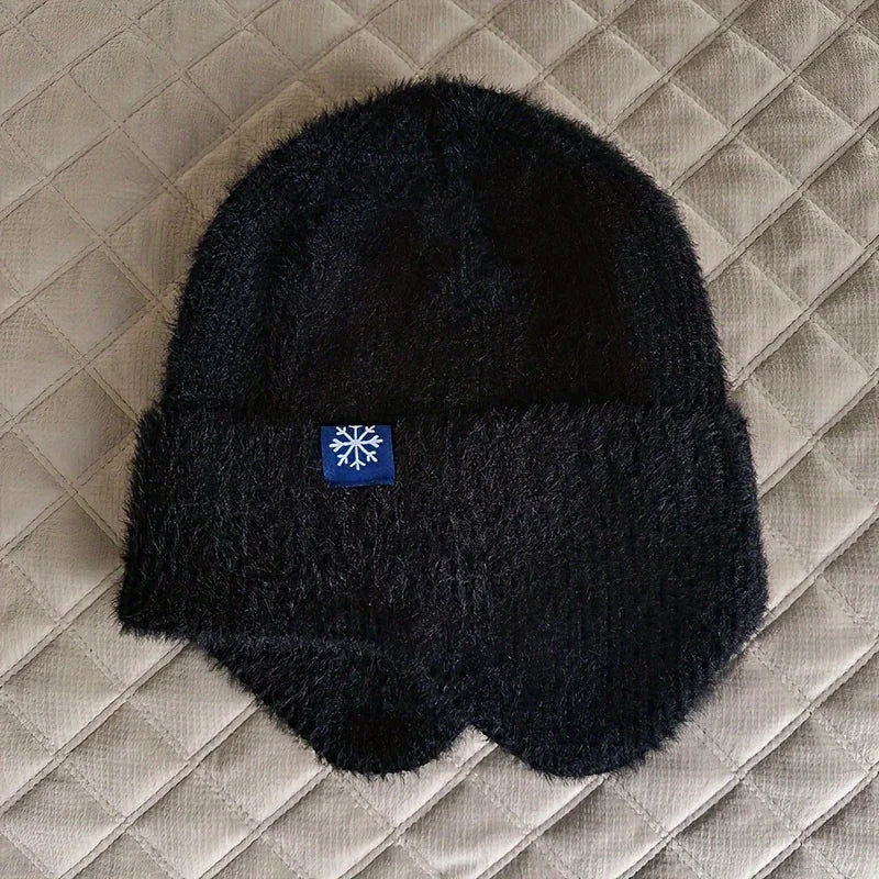 Faux Fur Earflap Beanie Hat – Soft Knit Winter Hat for Women