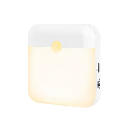 Motion Sensor Light Led Usb Type-C Charging Square Lamp Bedroom Kitchen Stair Hallway Wardrobe