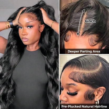 Body Wave Lace Front Wig Human Hair 13x4 HD Transparent Pre Plucked
