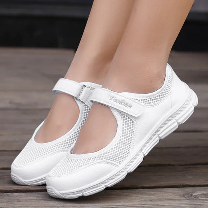Women's Breathable Mesh Sneakers Casual Walking Shoes Velcro Strap