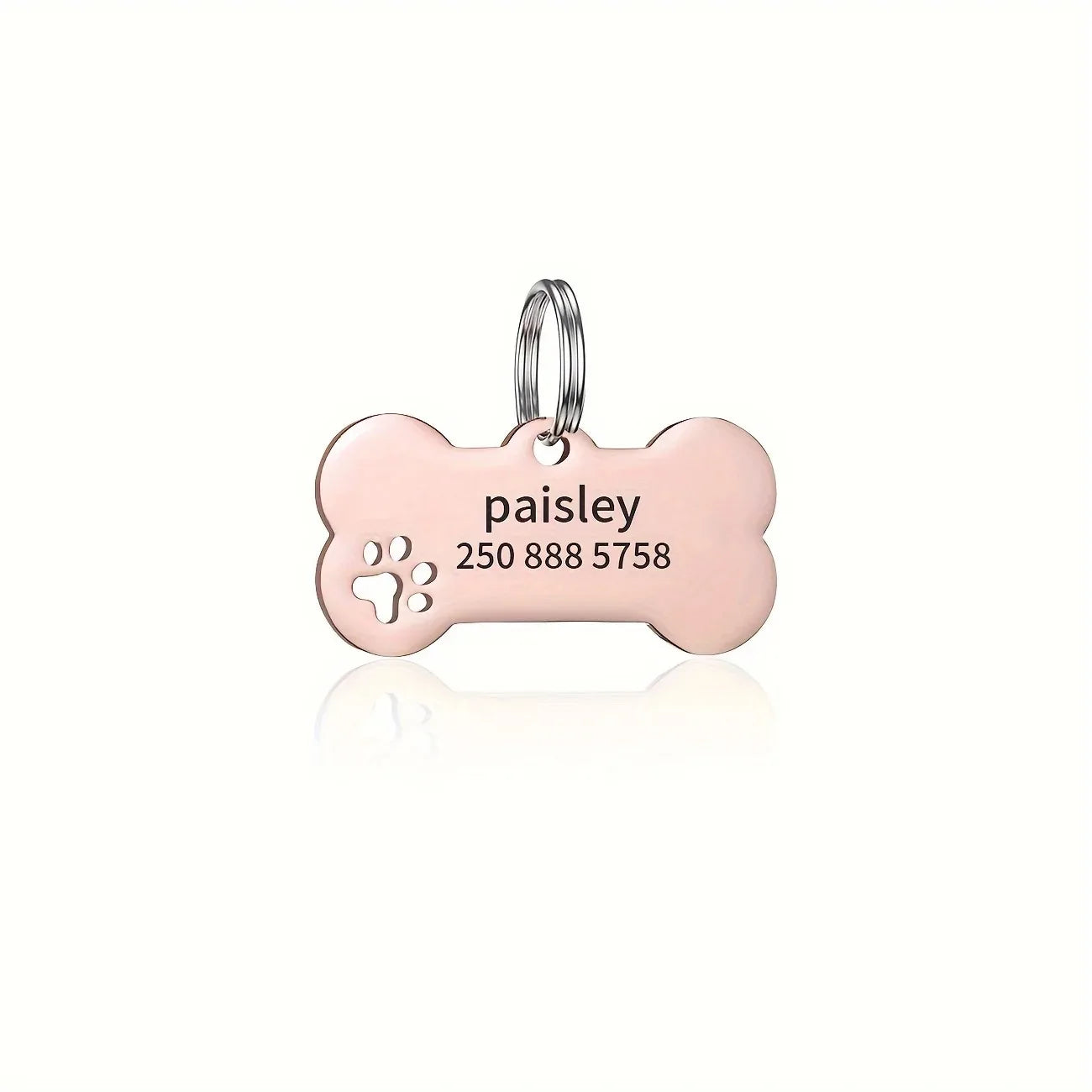 Personalized Engraved Pet ID Tag – Bone Shape for Dogs & Cats