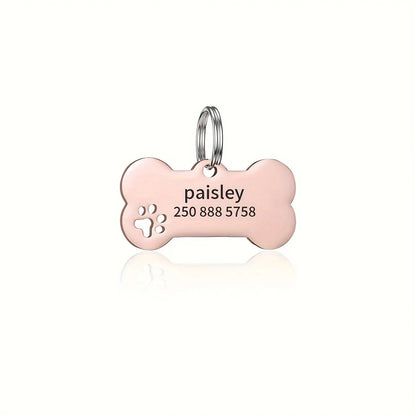 Personalized Engraved Pet ID Tag – Bone Shape for Dogs & Cats