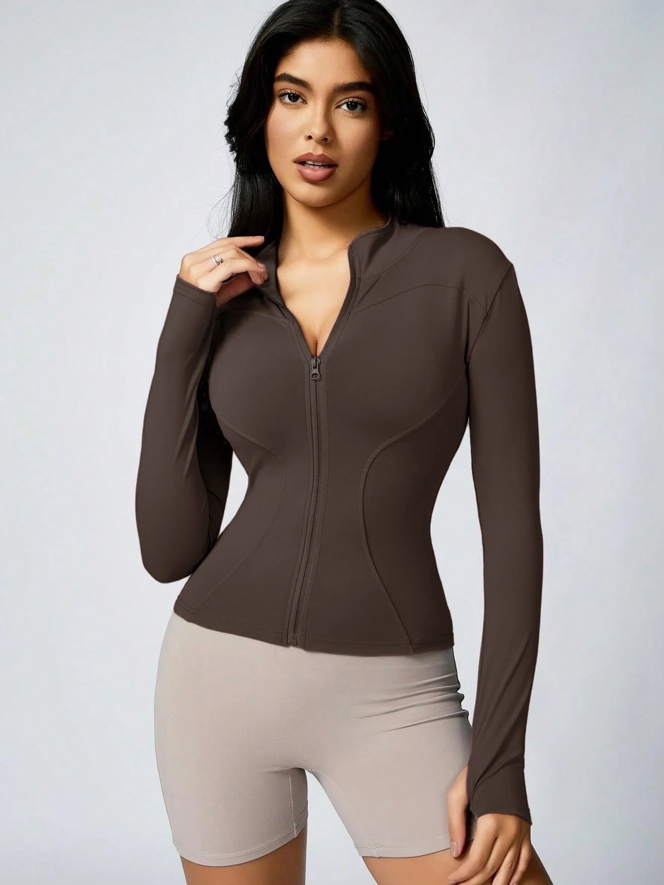 Women's Zip-Up Sports Jacket – Slim Fit Athletic Top