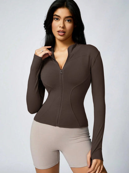 Women's Zip-Up Sports Jacket – Slim Fit Athletic Top