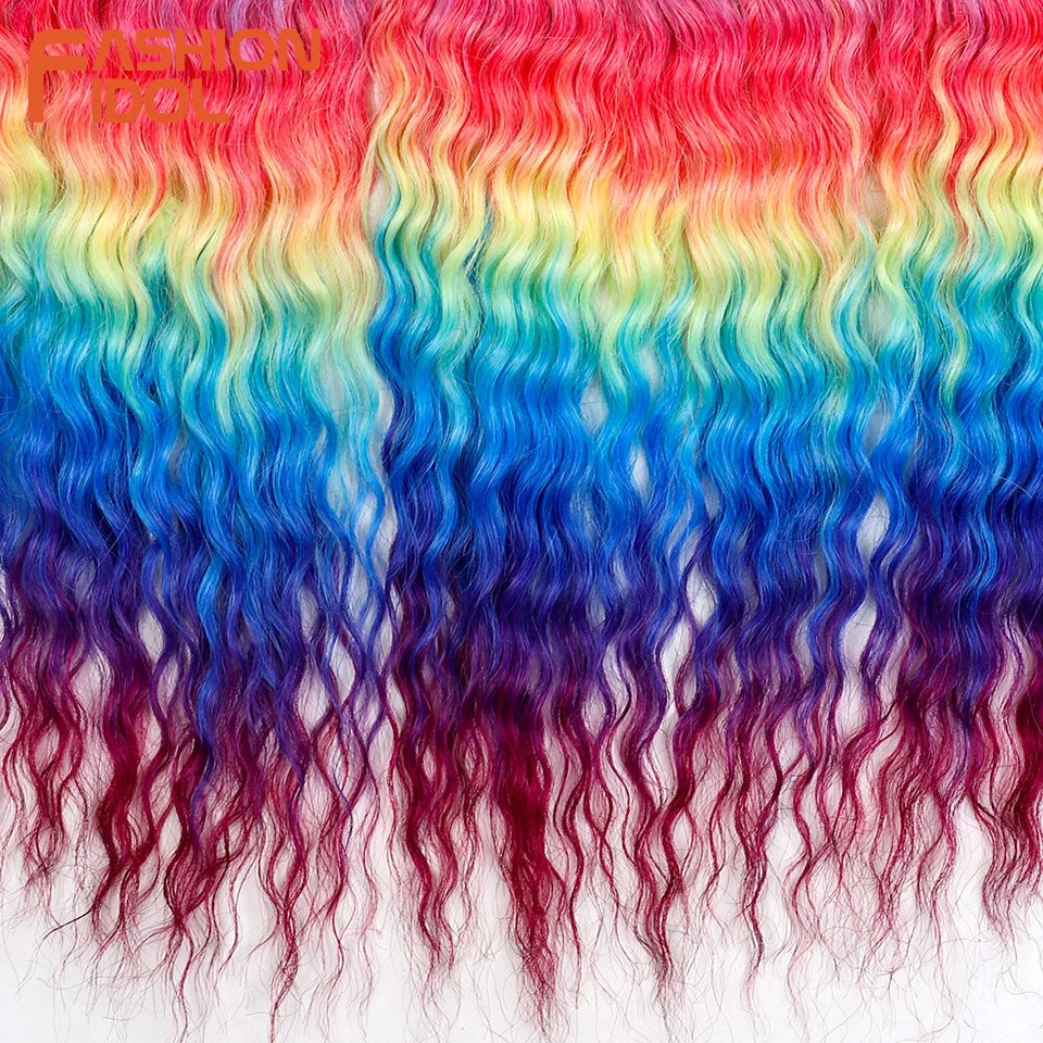 Idol 300g 22 Inch Ariel Curl Hair Water Wave Twist Crochet Synthetic Ombre Rainbow Color Braiding