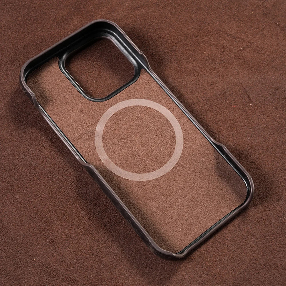 Langsidi Magsafe Case Iphone 15 16 Pro Max Retro Luxury Full Grain Cowhide Genuine Oiled Pull-Up