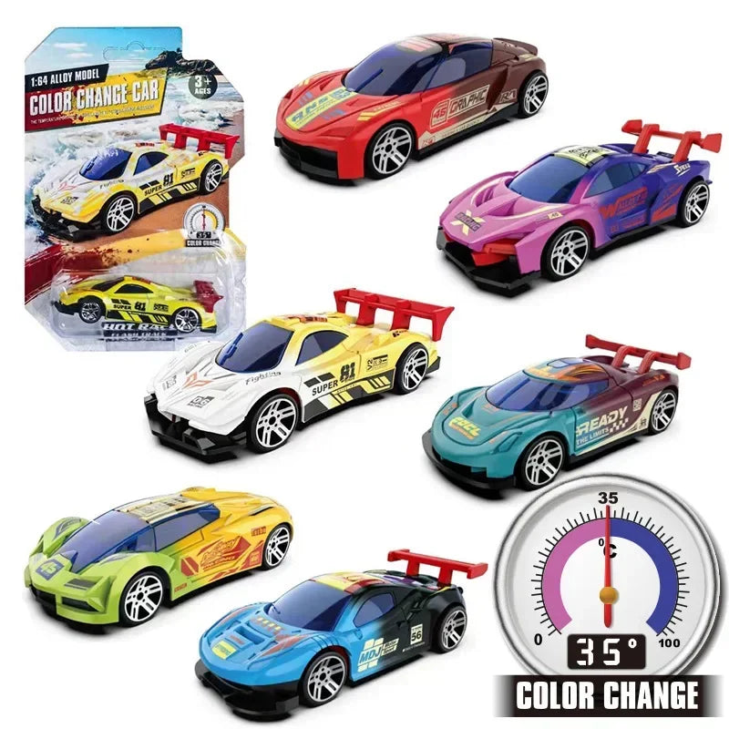 Color-Changing Die-Cast Racing Car Toy – 1:64 Pull Back Model