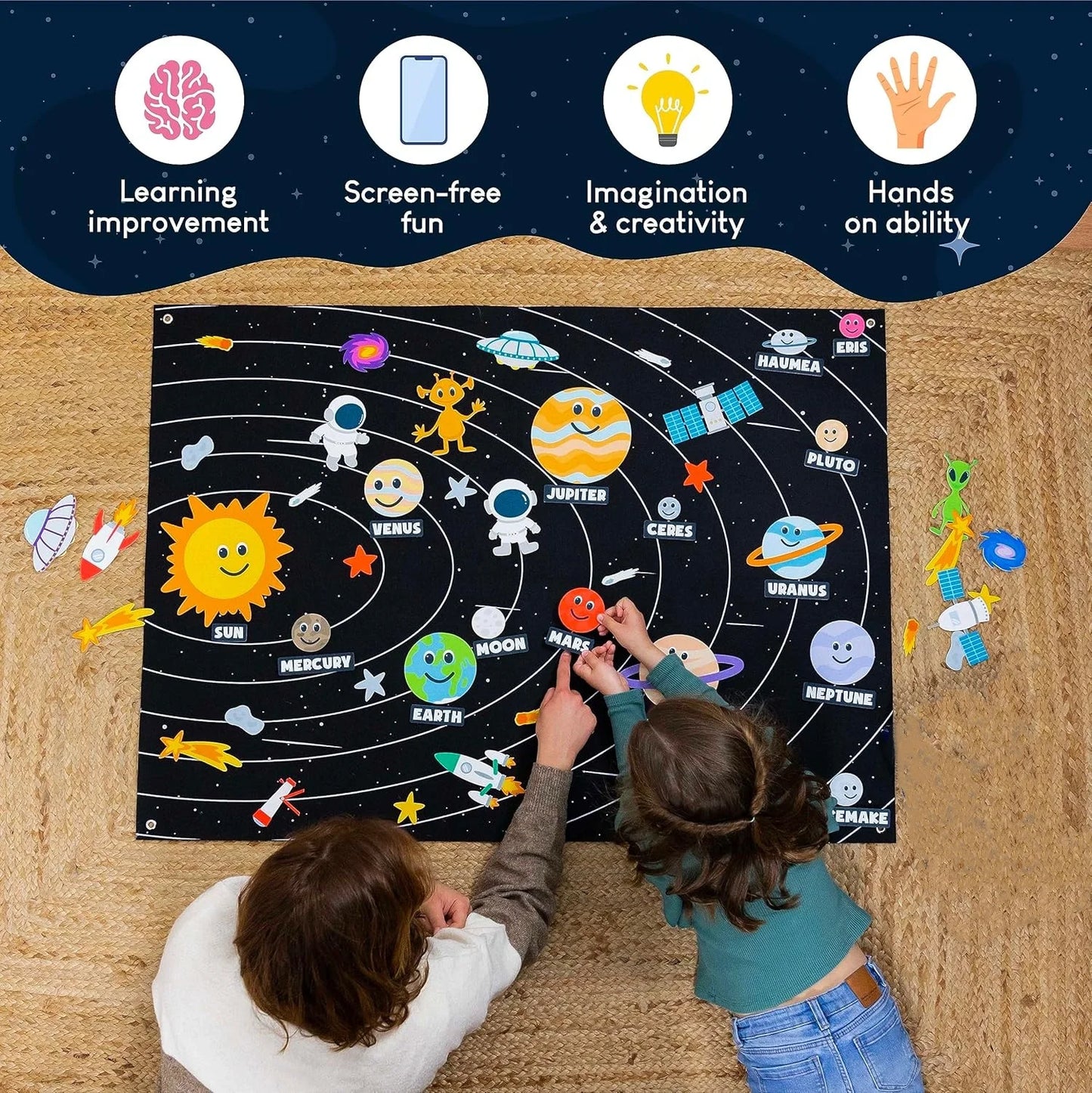 Montessori Felt Busy Board Story Set for Toddlers – Farm, Ocean, Zoo & Solar System