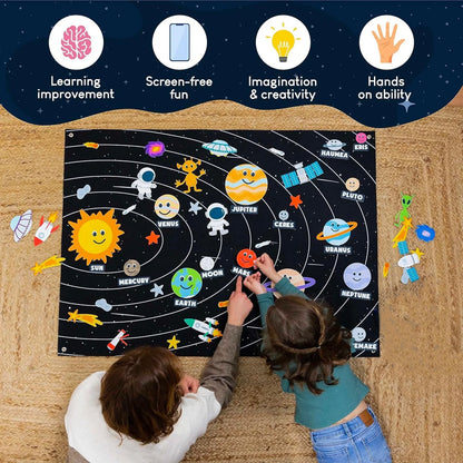 Montessori Felt Busy Board Story Set for Toddlers – Farm, Ocean, Zoo & Solar System