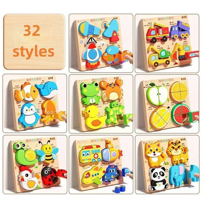 Montessori 3D Wooden Animal Puzzle for Kids