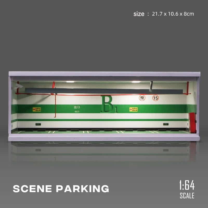 1:64 Scale Parking Garage Scene Model with LED Lights