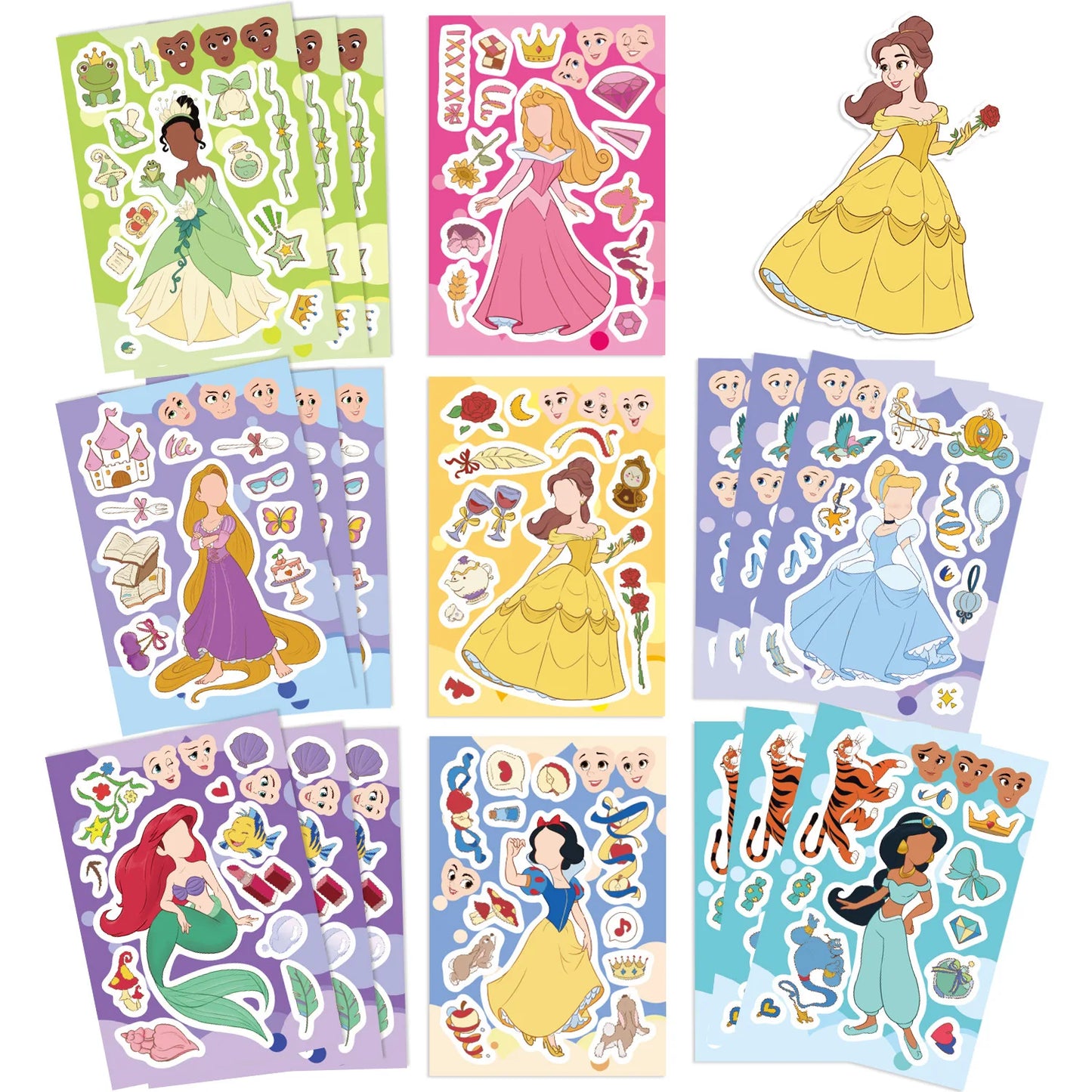 Disney Princess Make-a-Face DIY Sticker Sheets – 8, 16 or 24 Pack