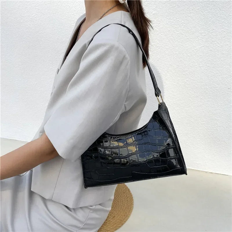 Retro Crocodile Pattern PU Leather Shoulder Bag – Women's Clutch Purse