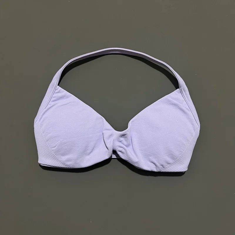 Women's Strappy Sports Bra – Padded Push-Up Gym Top