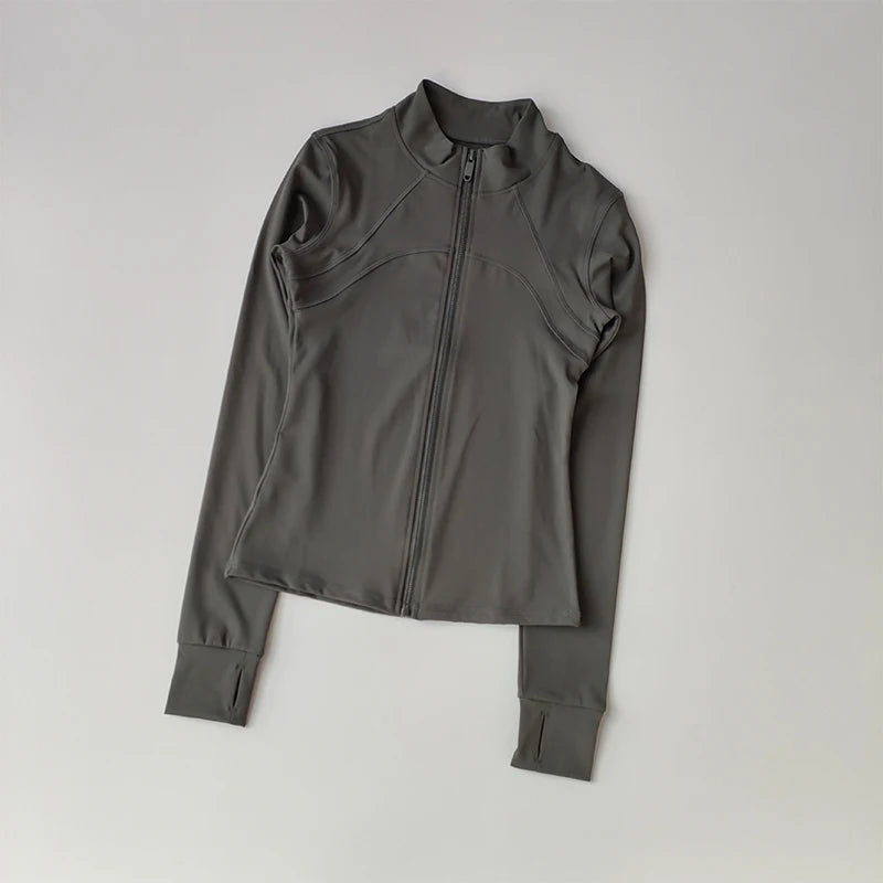 Full-Zip Athletic Jacket – Women's Slim Fit Stand Collar Sports Top