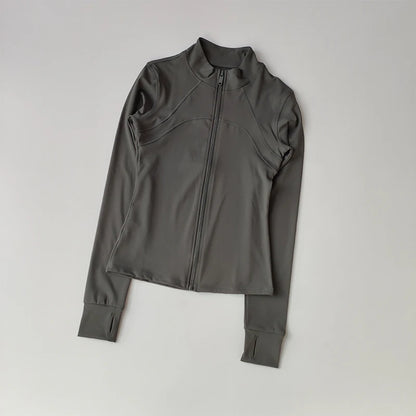 Full-Zip Athletic Jacket – Women's Slim Fit Stand Collar Sports Top