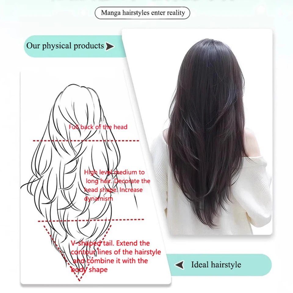 Synthetic Clip-In Hair Extension – Straight Layered, Fluffy