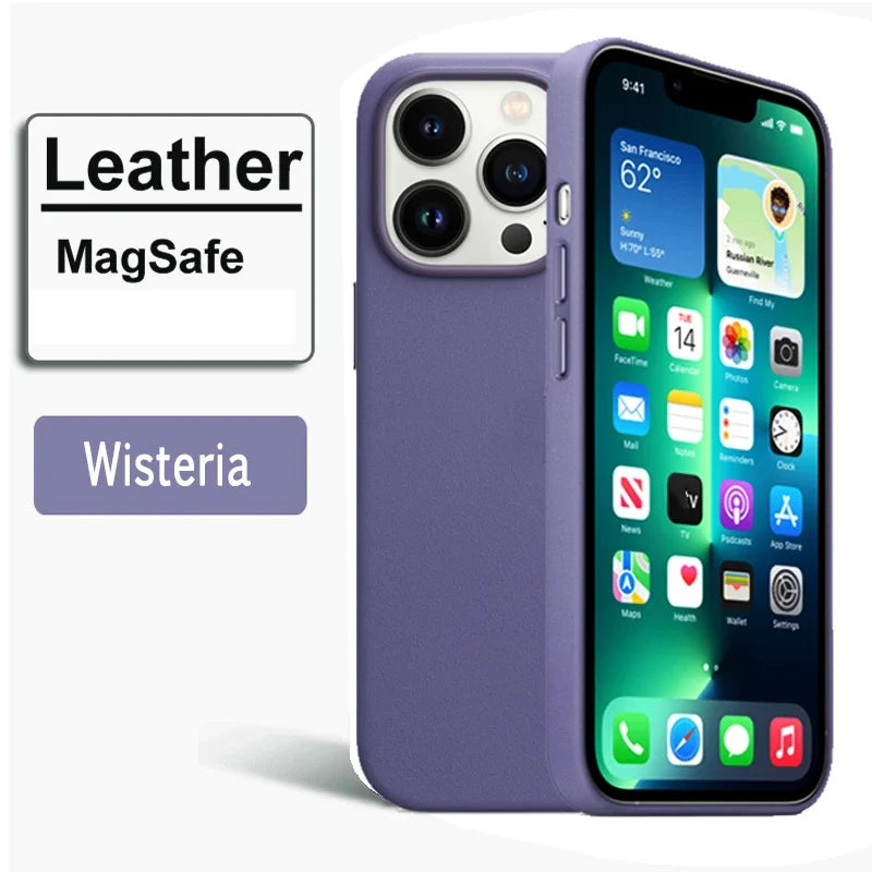 Official Magnetic Leather Case Apple Iphone 17 Pro Max 16 13 12 14 15 Plus Original Macsafe Magsafe