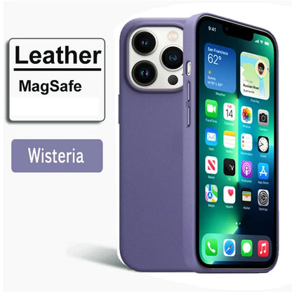 Official Magnetic Leather Case Apple Iphone 17 Pro Max 16 13 12 14 15 Plus Original Macsafe Magsafe