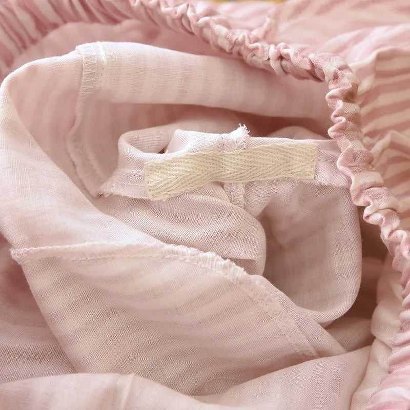 Cotton Gauze Striped Sleep Pants – Loose Lightweight Lounge Trousers