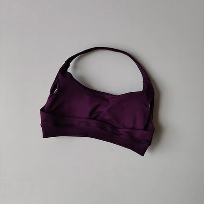 Seamless Padded Sports Bra – Backless Halter Crop Top for Women