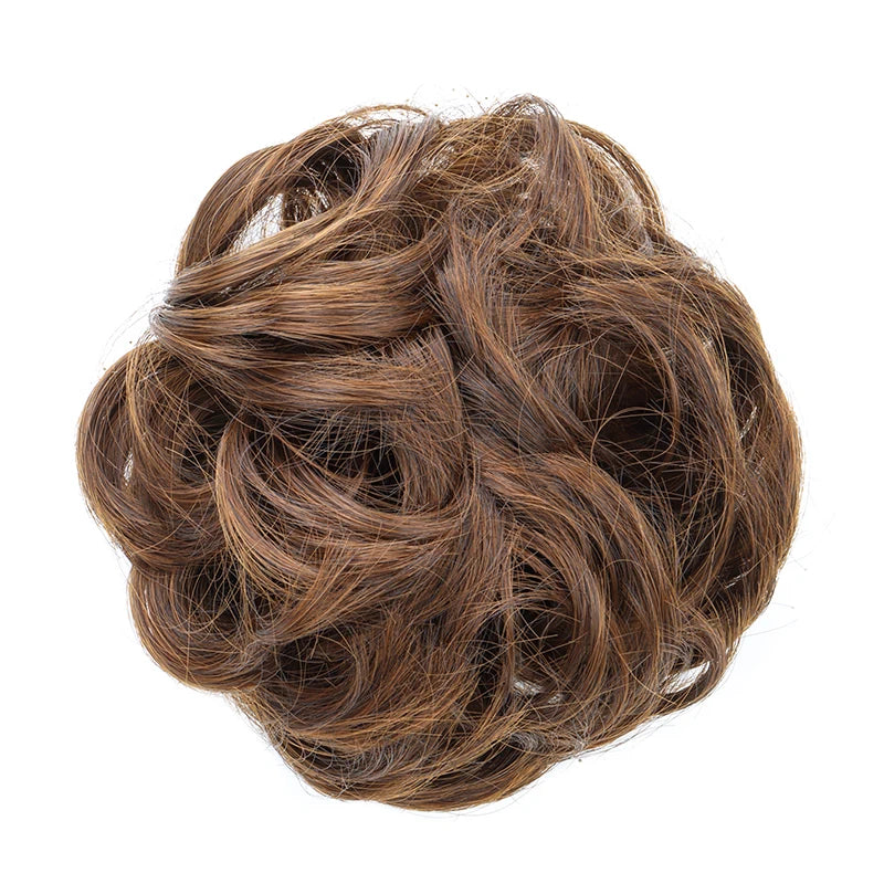 Synthetic Messy Bun Chignon Donut Hair Pad Elastic Rope Rubber Band Black Brown Blonde Hairpiece