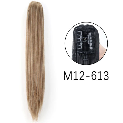 Synthetic Long Straight Claw Clip Ponytail Hair Extensions 24inch Heat Resistant Pony Tail Piece