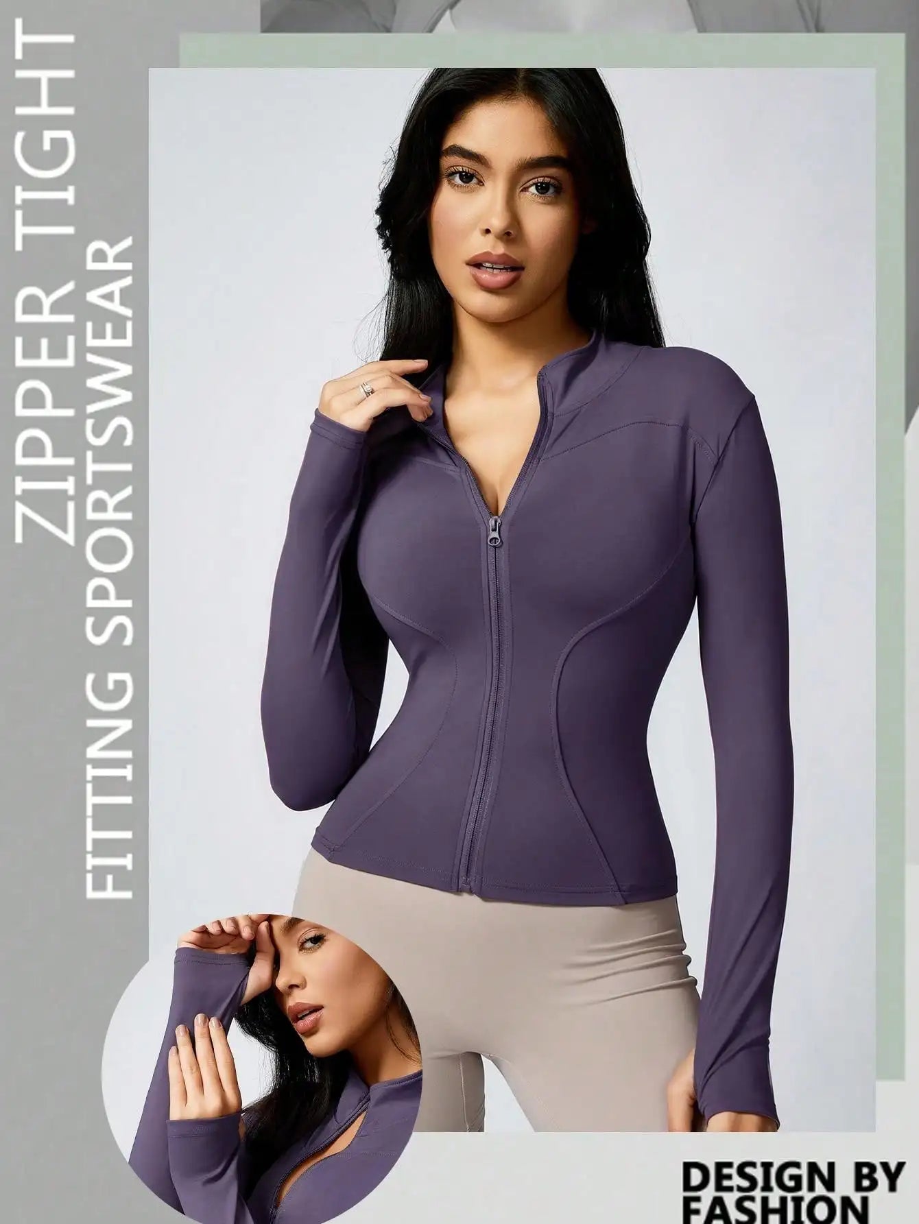 Women's Zip-Up Sports Jacket – Slim Fit Athletic Top