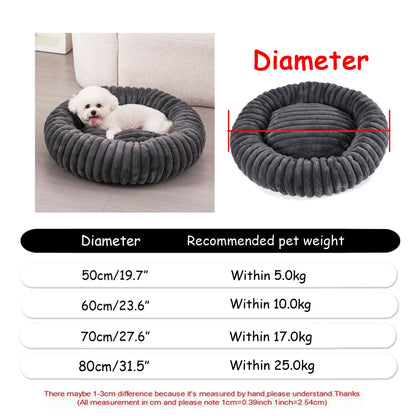 Round Plush Pet Bed – Super Soft Donut Bed for Dogs & Cats